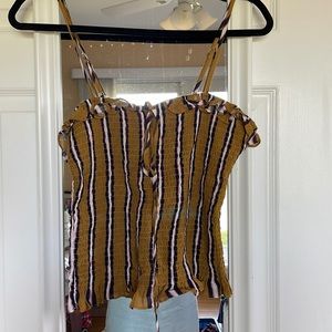 Love culture stripe smocked top. Dark mustard color. Size Large